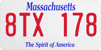 MA license plate 8TX178