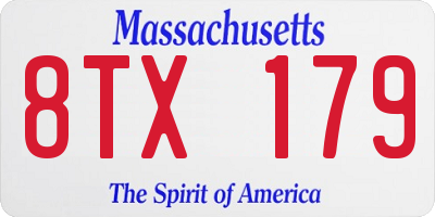 MA license plate 8TX179