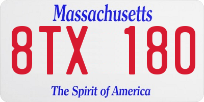 MA license plate 8TX180