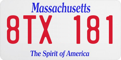 MA license plate 8TX181