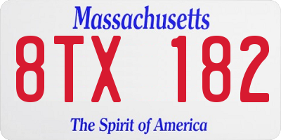 MA license plate 8TX182