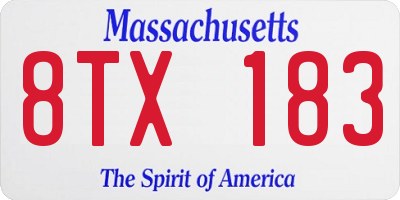 MA license plate 8TX183