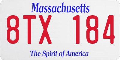 MA license plate 8TX184