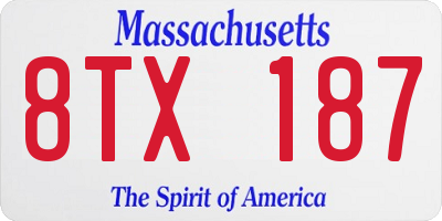MA license plate 8TX187