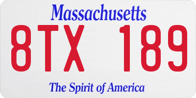 MA license plate 8TX189