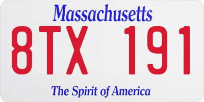 MA license plate 8TX191