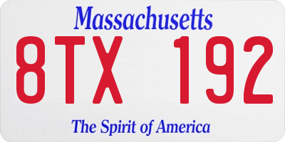 MA license plate 8TX192