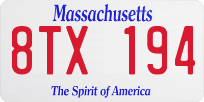 MA license plate 8TX194