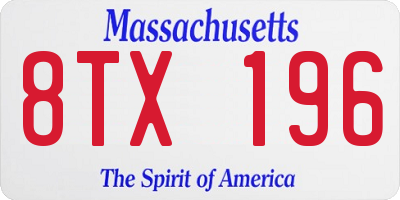 MA license plate 8TX196