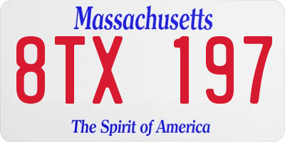 MA license plate 8TX197