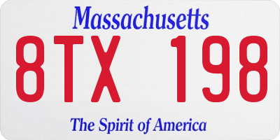 MA license plate 8TX198