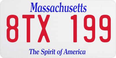 MA license plate 8TX199