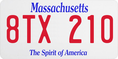 MA license plate 8TX210