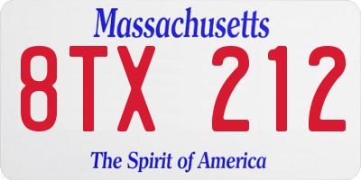 MA license plate 8TX212
