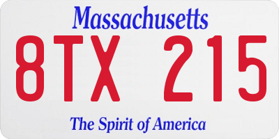 MA license plate 8TX215