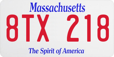MA license plate 8TX218