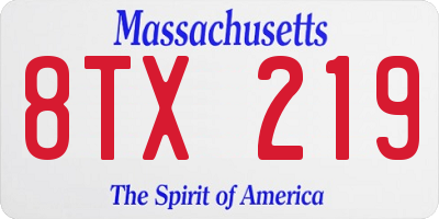 MA license plate 8TX219