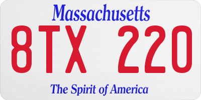 MA license plate 8TX220