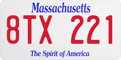 MA license plate 8TX221