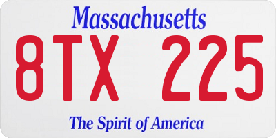 MA license plate 8TX225