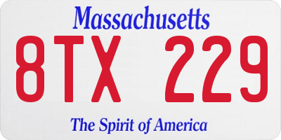 MA license plate 8TX229