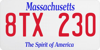 MA license plate 8TX230