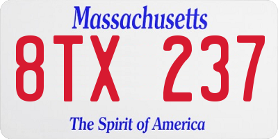 MA license plate 8TX237