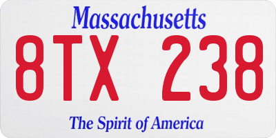 MA license plate 8TX238