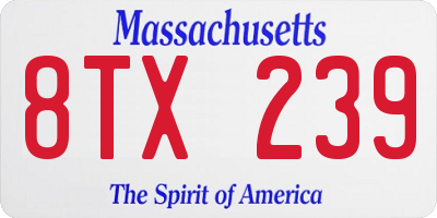 MA license plate 8TX239