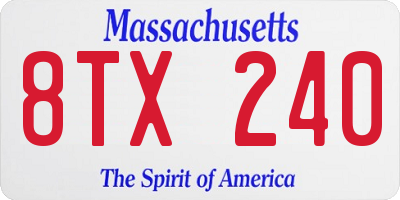 MA license plate 8TX240