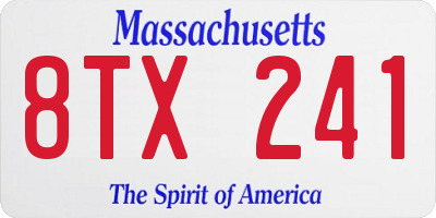 MA license plate 8TX241