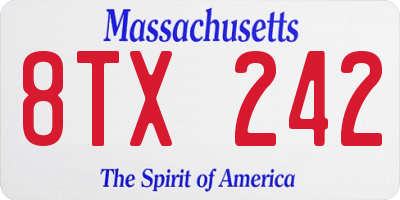 MA license plate 8TX242