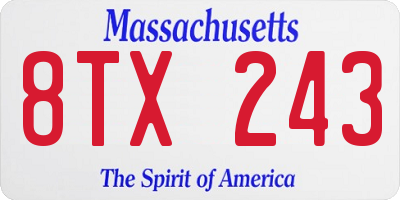 MA license plate 8TX243