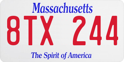 MA license plate 8TX244
