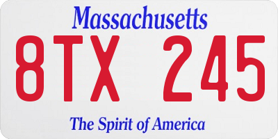 MA license plate 8TX245