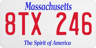 MA license plate 8TX246
