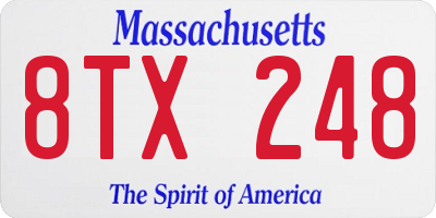 MA license plate 8TX248