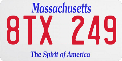 MA license plate 8TX249