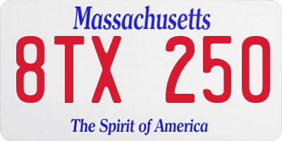 MA license plate 8TX250