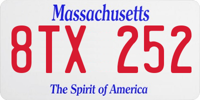 MA license plate 8TX252