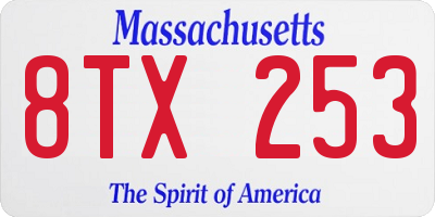MA license plate 8TX253