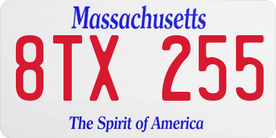 MA license plate 8TX255