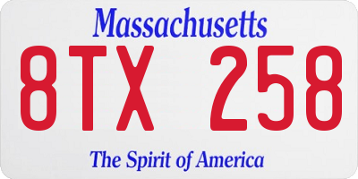 MA license plate 8TX258