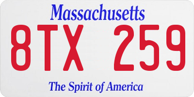 MA license plate 8TX259