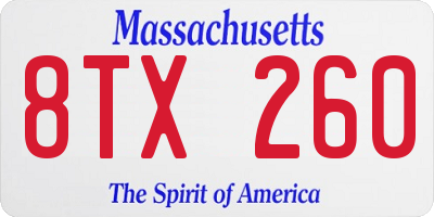 MA license plate 8TX260