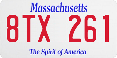 MA license plate 8TX261