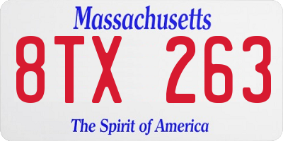 MA license plate 8TX263