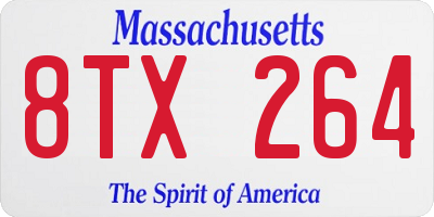 MA license plate 8TX264