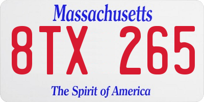 MA license plate 8TX265