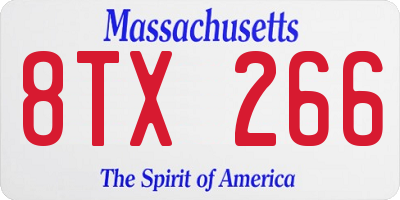MA license plate 8TX266